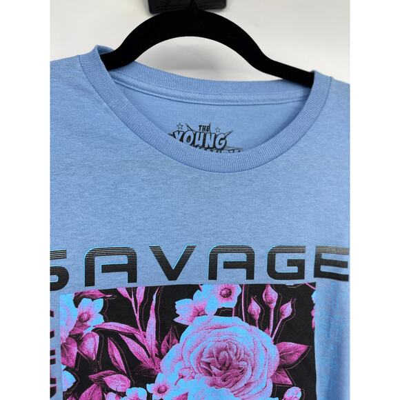 The Young and Wild Savage Blue Graphic TShirt Short Sleeve Mens Size Large NEW - Picture 4 of 8